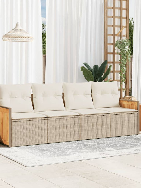 Canapea Cu Patru Locuri De Exterior Din Rattan Cu Perne 55x55x69cm