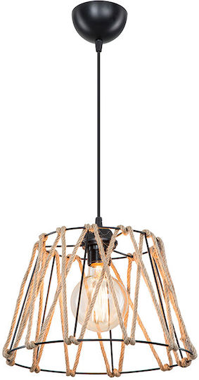 Pakketo PWL-1160 Pendant Light Black Boho with Rope for Socket E27 31x23.5x21cm