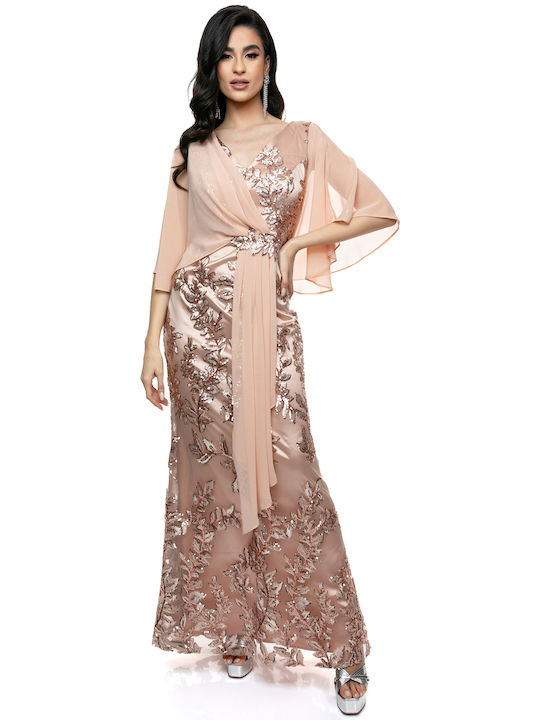 RichgirlBoudoir Summer Maxi Evening Dress Slip Dress with Lace Gold