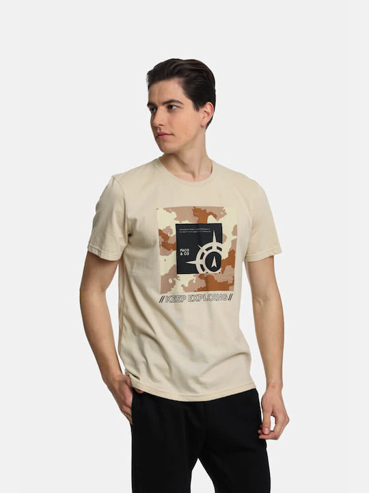 Paco & Co Men's Short Sleeve T-shirt Beige