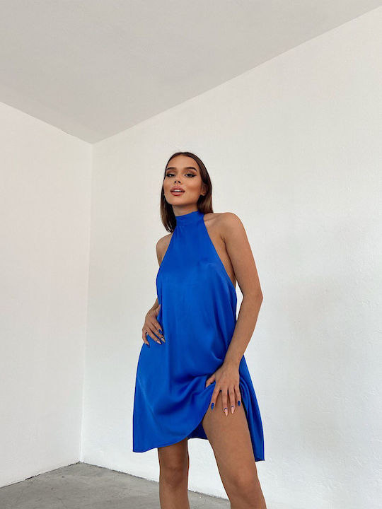 Dress with Slit Blue