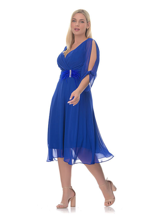 Farmaki Midi Kleid Blau