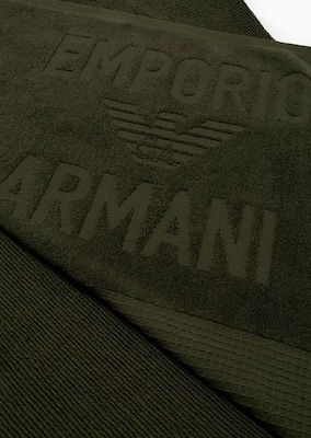 Emporio Armani Prosop de Plajă de Bumbac Verde 180x100cm.