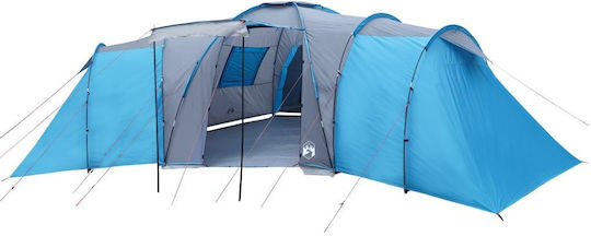 vidaXL Sommer Campingzelt Tunnel Blau Für 12 Personen 162x720x162cm
