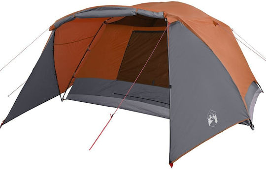 vidaXL Καλοκαιρινή Σκηνή Camping Γκρι για 6 Άτομα 412x370x184εκ. Γκρι/Πορτοκαλί