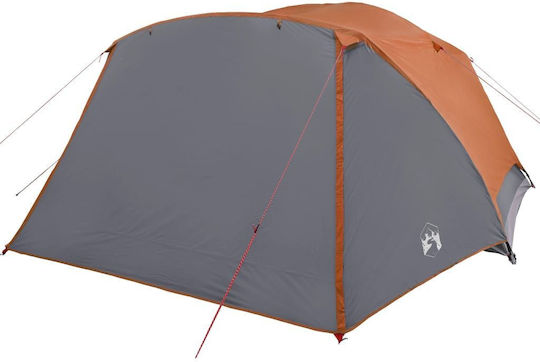 vidaXL Καλοκαιρινή Σκηνή Camping Γκρι για 6 Άτομα 412x370x184εκ. Γκρι/Πορτοκαλί