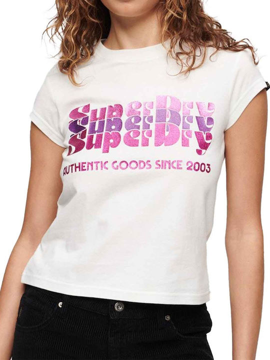 Superdry Retro Glitter Women's T-shirt Beige