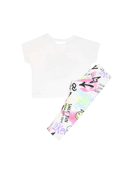 Sprint Kids Set with Leggings Summer 2pcs Off White