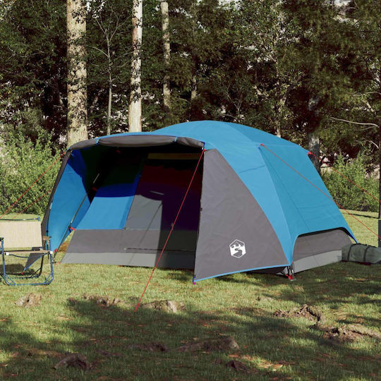 vidaXL Summer Camping Tent Blue with Double Cloth for 6 People 412x370x190cm