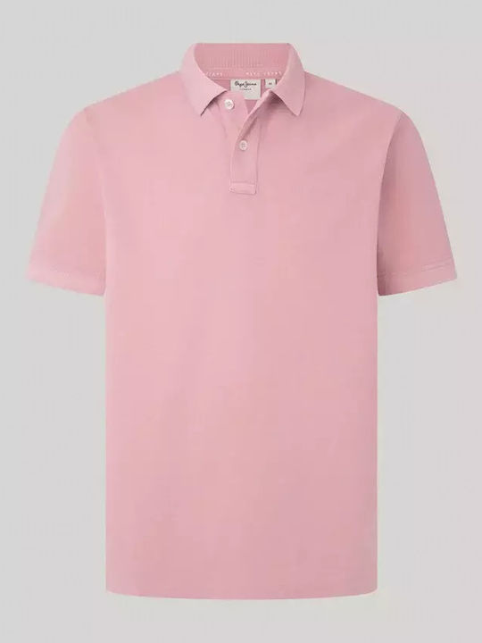 Polo Herrenbluse Kurzarm Rosa