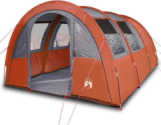 vidaXL Лятна Къмпинг Сцена Тунел Оранжева За 4 Човека 483x340x175см