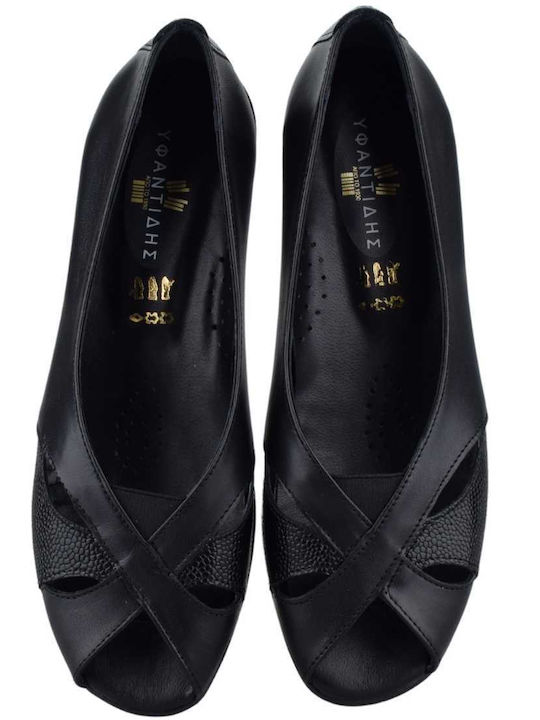 Yfantidis Lederne Damen Ballerinas in Schwarz Farbe