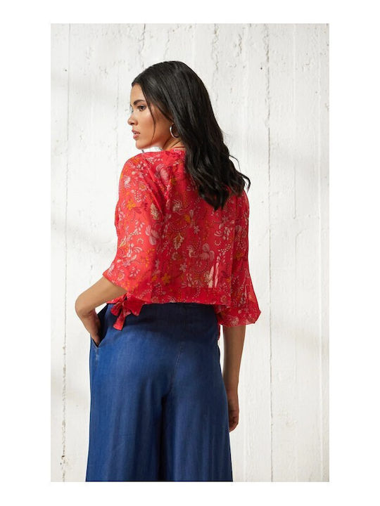 Damen Sommer Bluse Langärmelig Coral