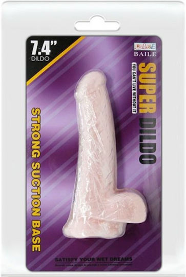 Baile Super Realistic Dildo with Scrotum & Suction Cup Flesh 19cm