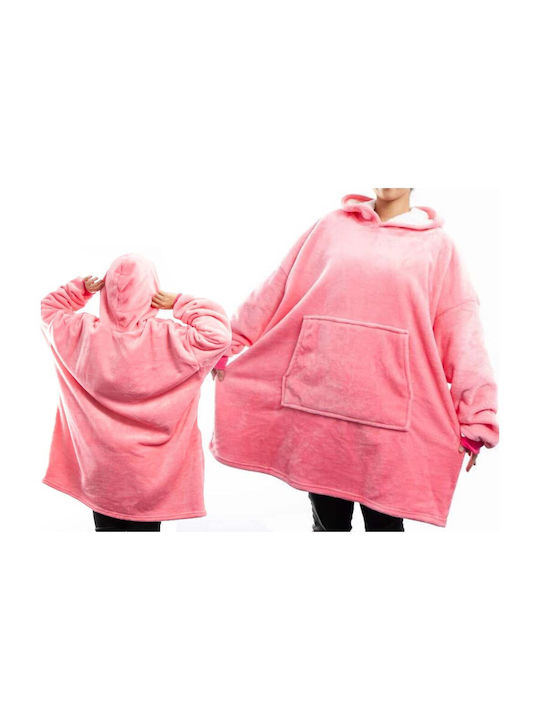 Velvet Blanket with Sleeves 74x87cm Dark Pink