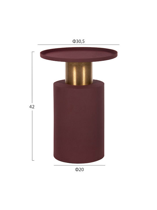 Round Side Coffee Table Punjab Metal Brick Red-Gold Copper W30.5xL30.5xH42cm