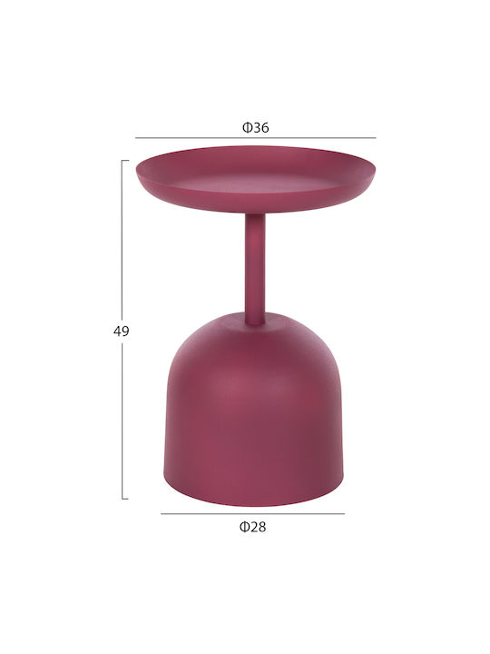 Masă Laterală Rotundă Delbel Metalică Roz L36xL36xÎ49cm