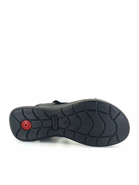 Leather Women's Flat Sandals Anatomic in Black Color