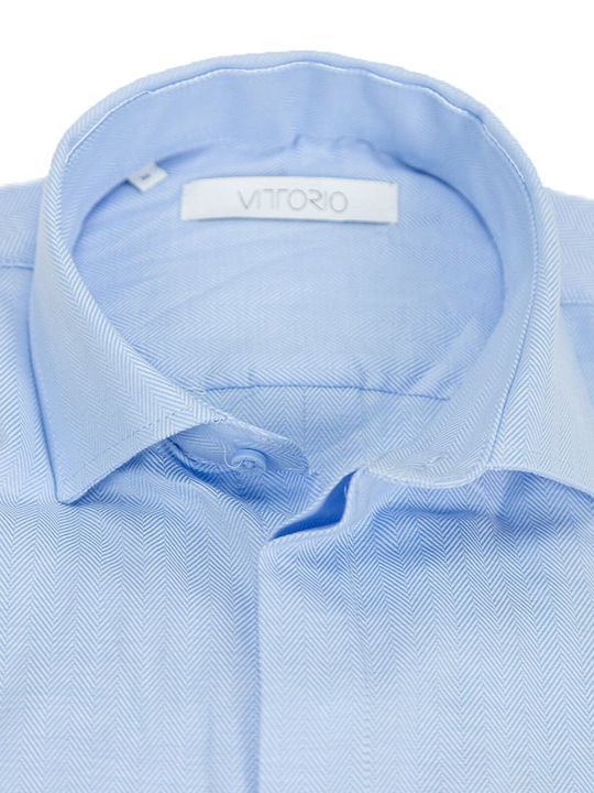 Vittorio Artist Men's Shirt Long Sleeve Cotton Light Blue