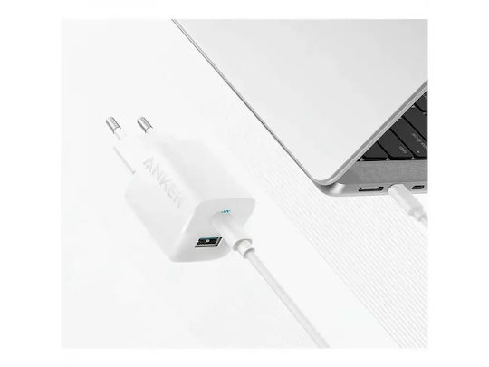 Anker Încărcător Fără Cablu cu Port USB-A și Port USB-C 33W Livrarea energiei Albς (323 Ultra-Compact)