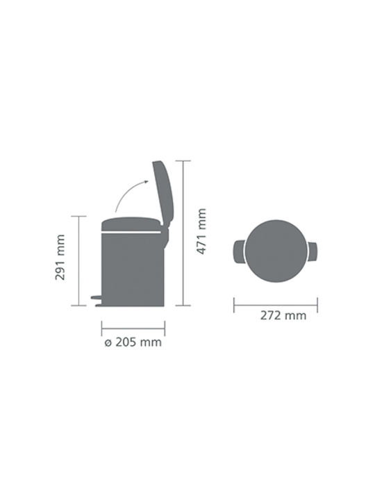 Brabantia Металик Банята кошче 5лт Сив