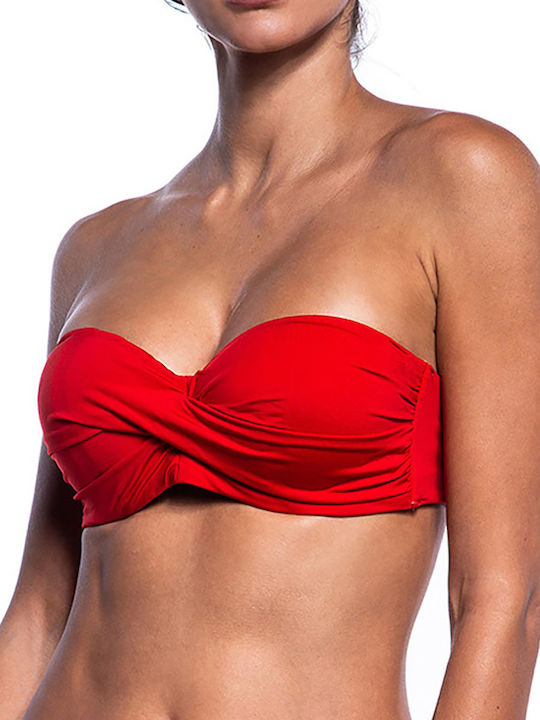 Strapless Bikini Top D Cup Κόκκινο