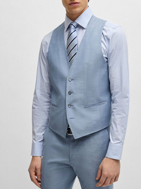 Men's Suit with Vest Slim Fit Lightblue