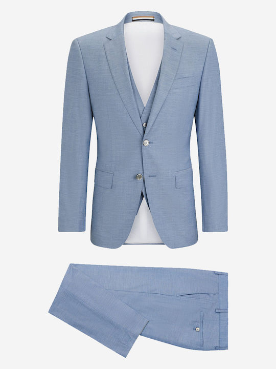 Men's Suit with Vest Slim Fit Lightblue