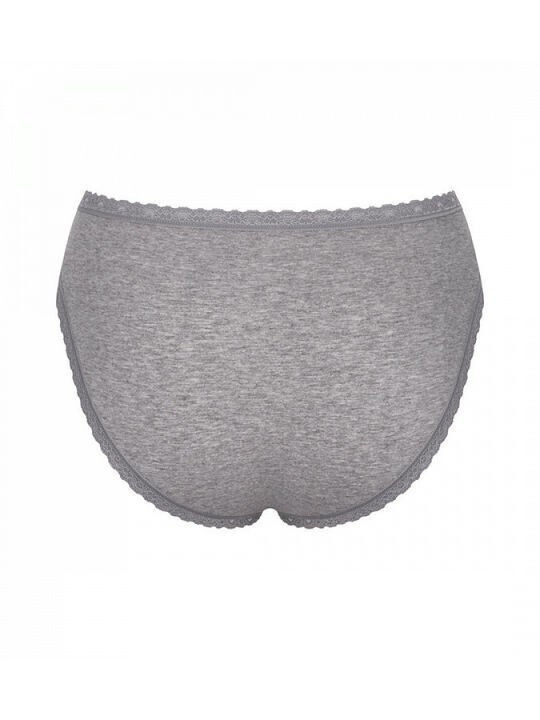 Βαμβακερά High Waist Women's Slip 3Pack with Lace Candle-grey