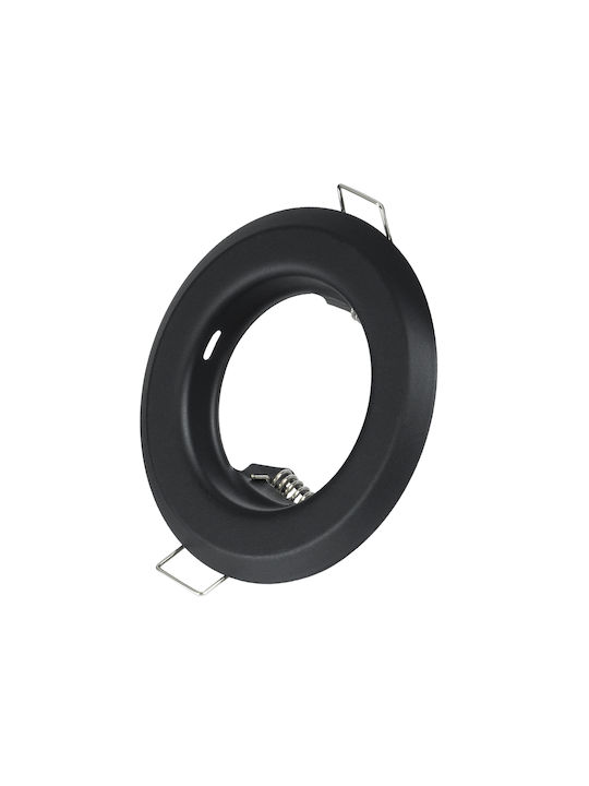 GloboStar Delta Round Metallic Frame for Spot GU5.3 Black 8.3x8.3cm. 1pcs