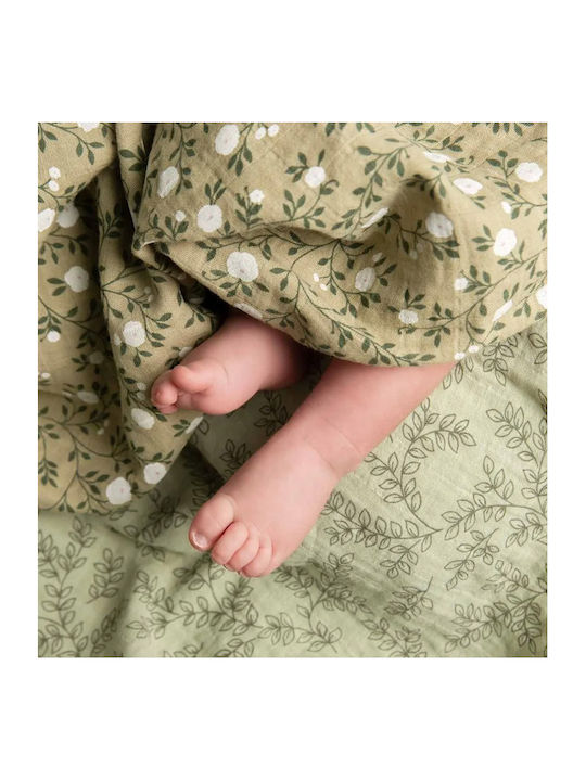 A Little Lovely Company Muslin Swaddle Wraps Green 60x60cm. 2pcs