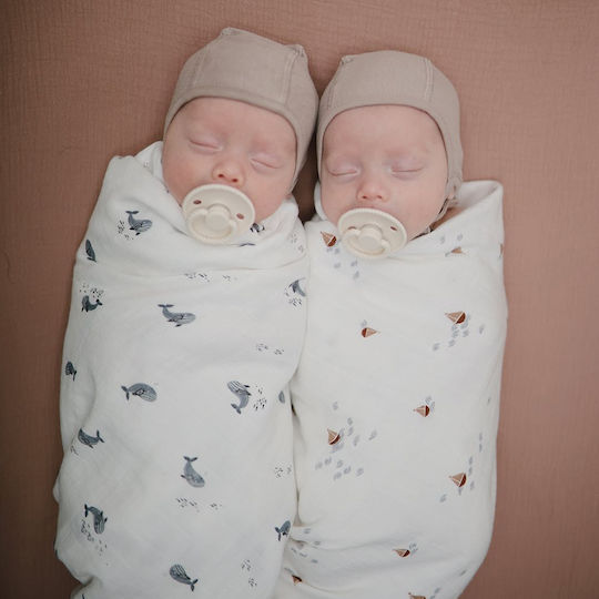 Mushie Muslin Swaddle Wrap Ecru 120x120cm.