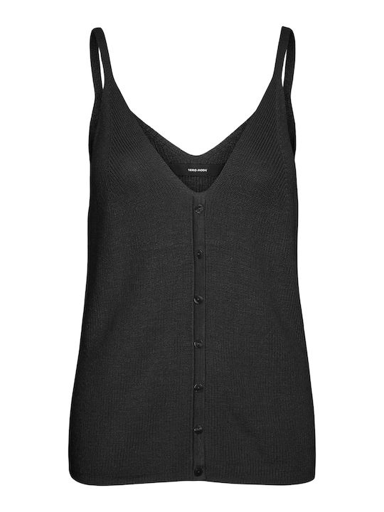 Vero Moda Damen Bluse Baumwolle mit Trägern & V-Ausschnitt Black