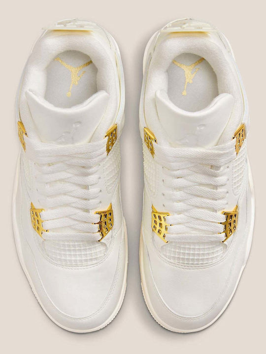 Air  4 Retro Adidași Pentru Femei Tip Botine Sail Metallic Gold Alb