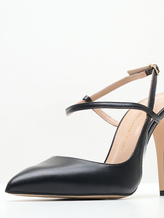 Mourtzi Leather Black Heels