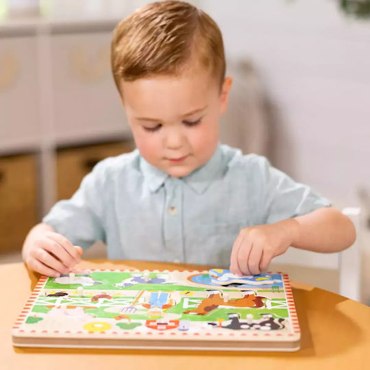 Дървено Детски Пъзел с Шипове Old MacDonald's Farm за Над 2 години+ Години 8бр Melissa & Doug