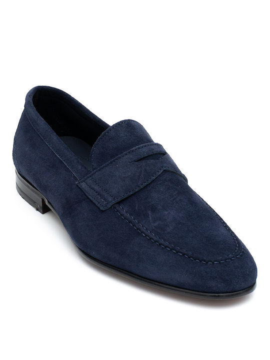 Perlapura Men's Suede Moccasins Blue