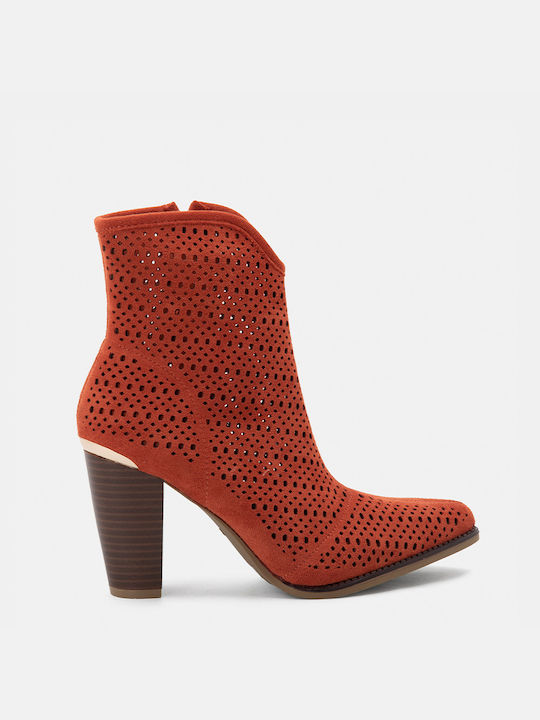 Bozikis Damen Cowboy-Stiefeletten mit hohem Absatz Orange