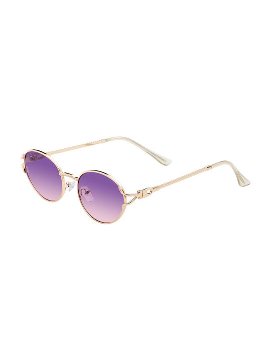 Sunglasses with Gold Metal Frame and Purple Gradient Lens 01-5662-6