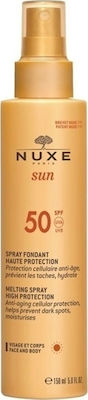 Nuxe Sun Milky Waterproof Sunscreen Cream Face and Body SPF50 in Spray 150ml