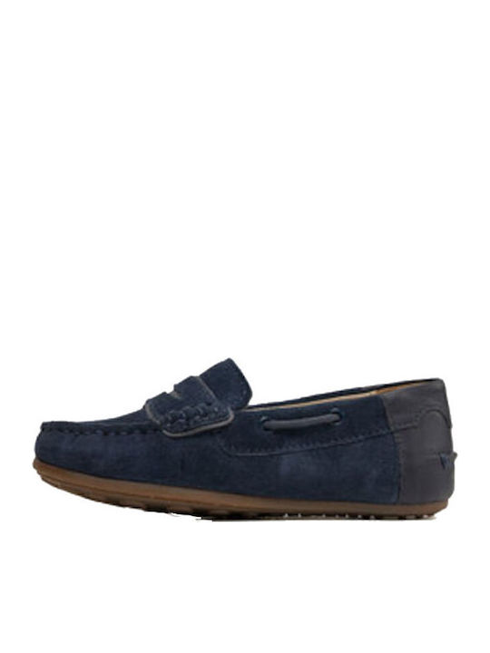 Boys Leather Moccasins Navy Blue