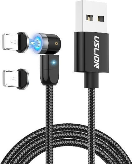 Μαγνητικό / LED USB-A to Lightning Cable Μαύρο 2m
