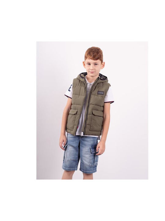 Hashtag Kids Casual Jacket Sleeveless with Hood Haki