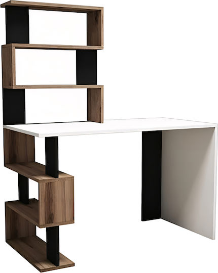 Birou Aigina Din Lemn Alb/Nuc/Negru 120x60x148cm