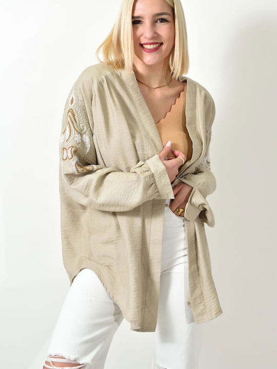 Women's Cardigan with Buttons Beige