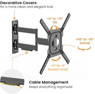 Brateck 03.009.0032 Wall TV Mount with Arm up to 55" and 35kg Black