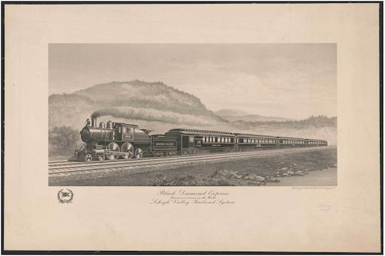 Black Diamond Express. Handsomest Train In The World. Lehigh Valley Railroad System Πίνακας σε Καμβά 100x150cm