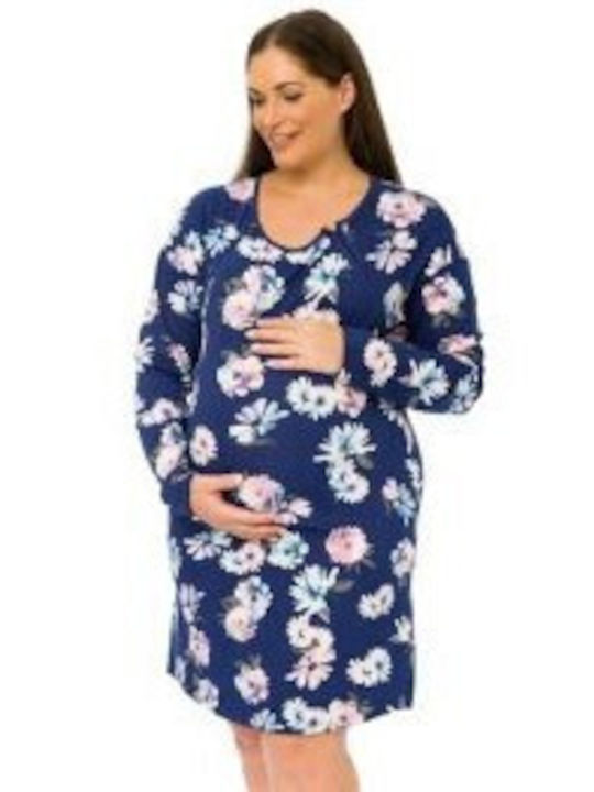 Maternity and Nursing Nightgown with Flowers (44002)