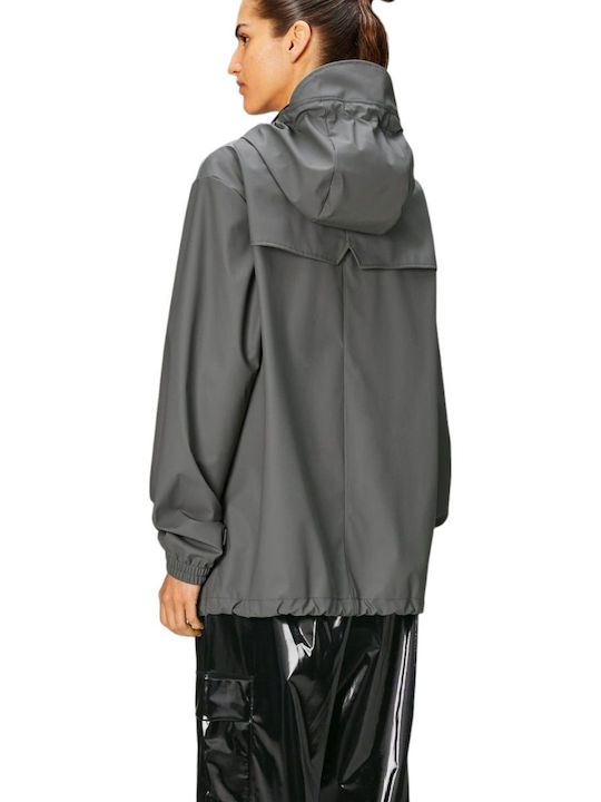Rains Women's Short Lifestyle Jacket Waterproof for Winter Gray