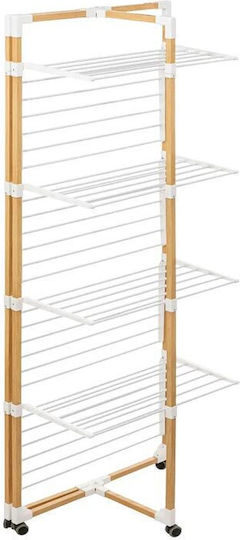 Folding Floor Metallic Clothes Drying Rack with Wheels with 40m Hanging Length